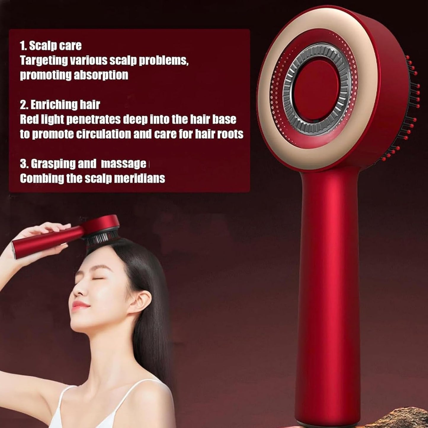 Smart 3-in-1 Electric Scalp Massager with Red Light – Waterproof, Cordless & Hair Growth Stimulating