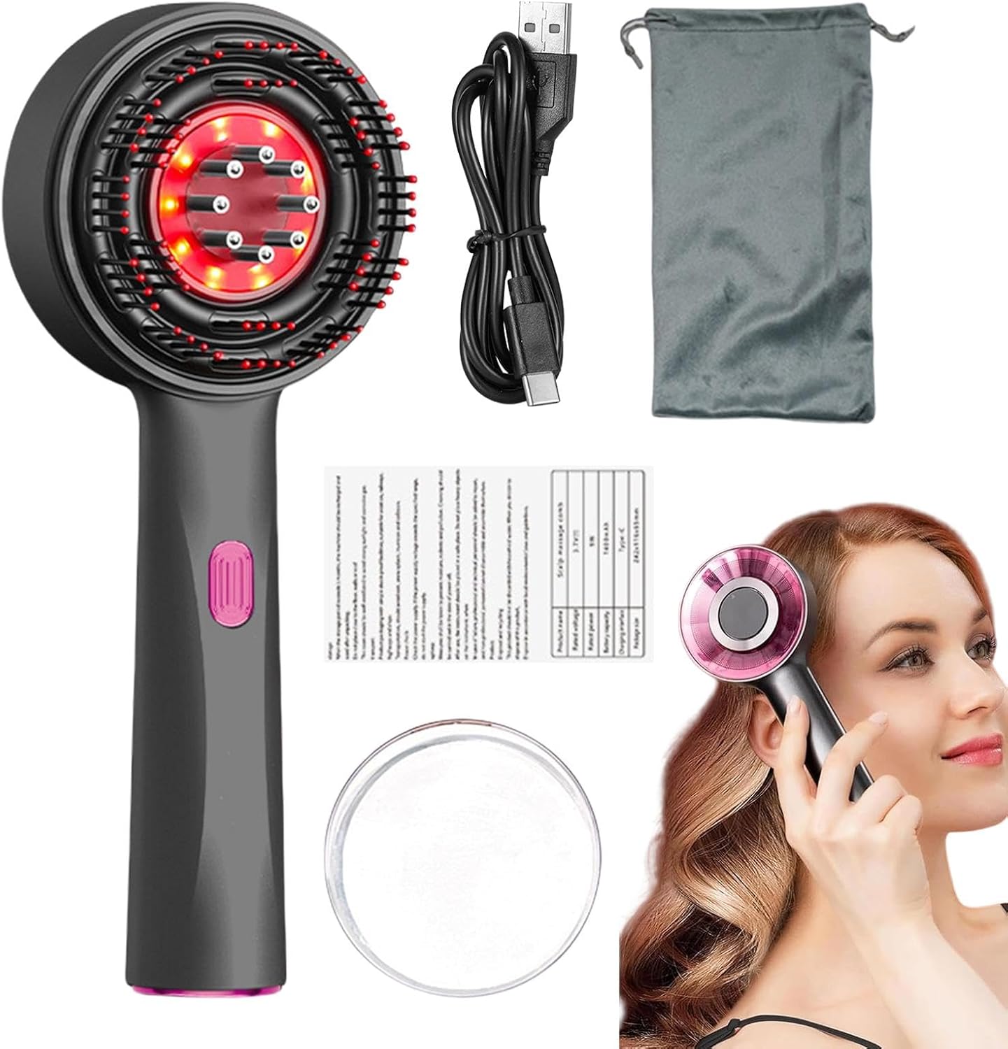 Smart 3-in-1 Electric Scalp Massager with Red Light – Waterproof, Cordless & Hair Growth Stimulating