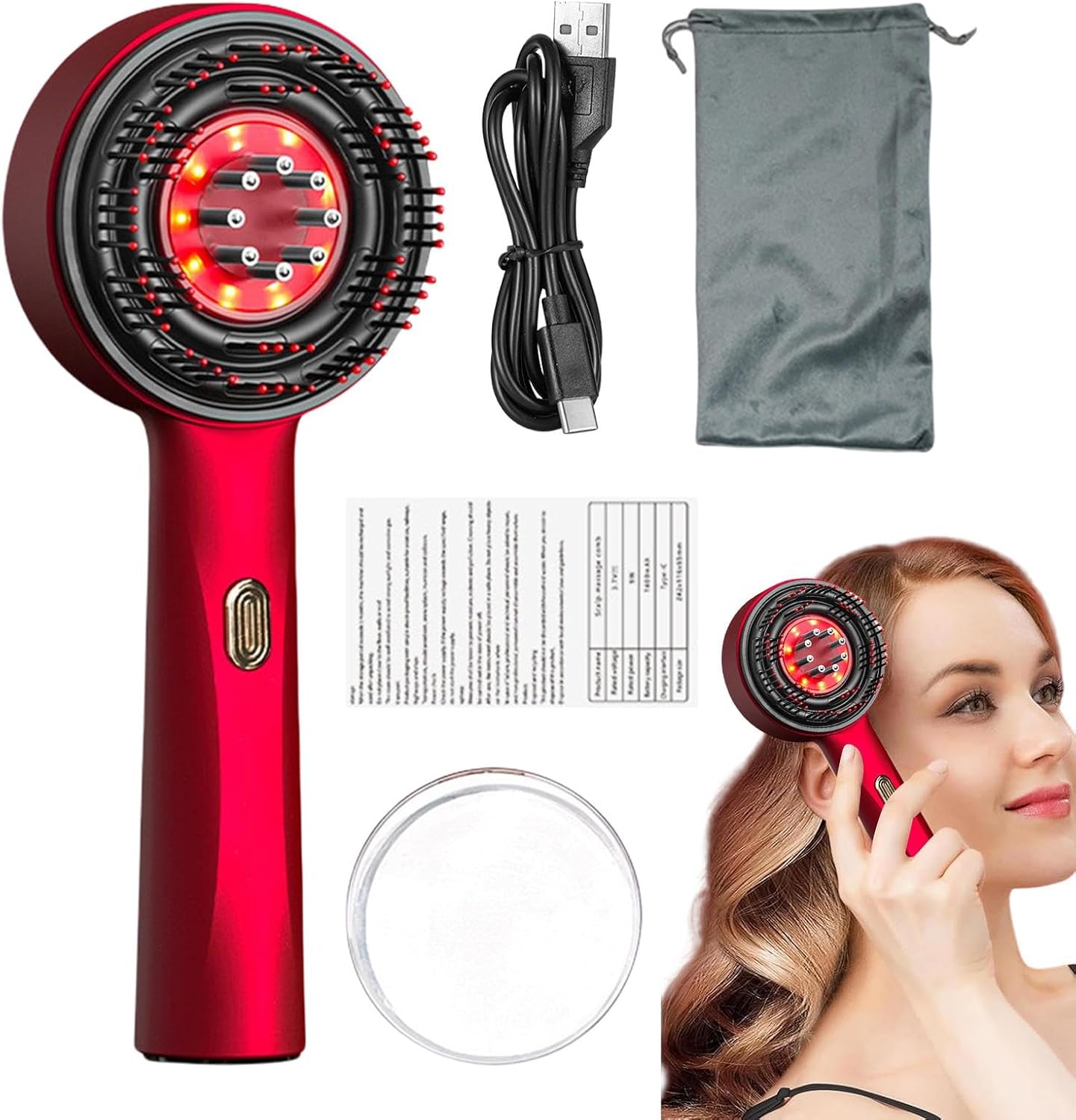 Smart 3-in-1 Electric Scalp Massager with Red Light – Waterproof, Cordless & Hair Growth Stimulating